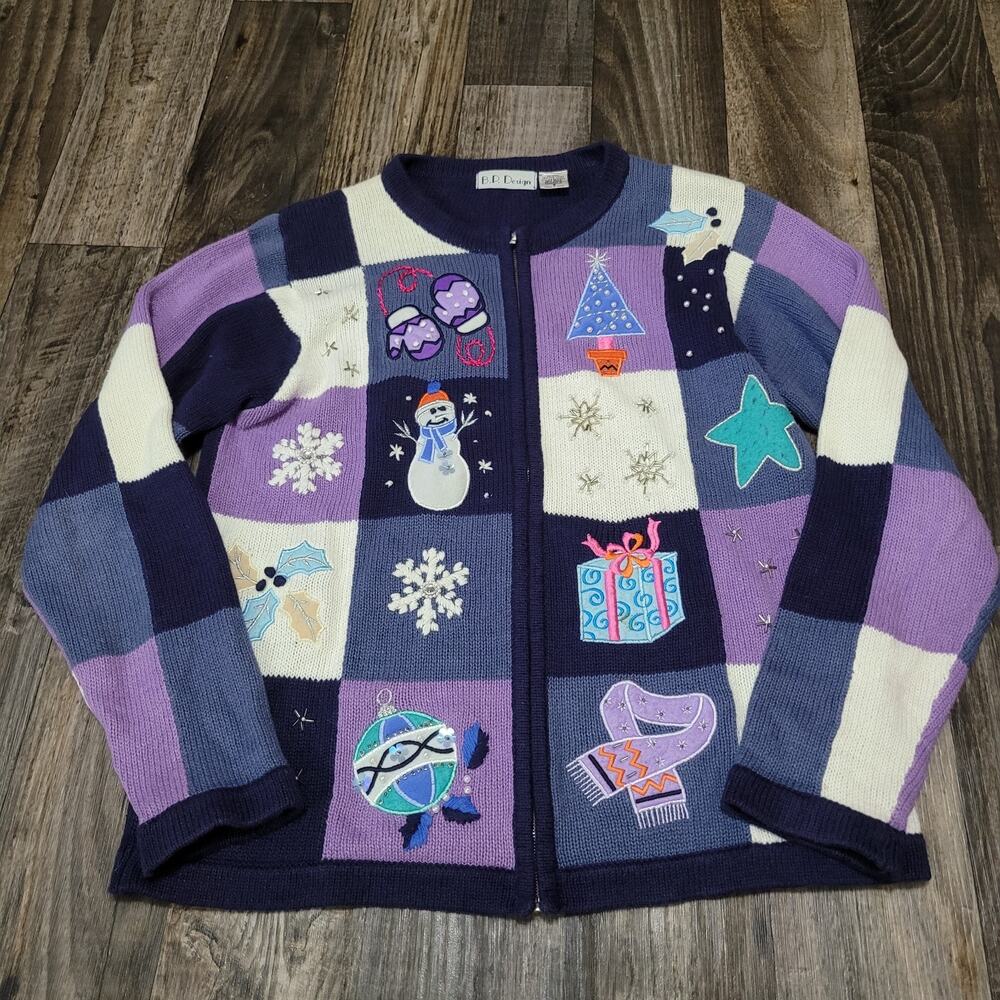 Vintage BP Design‎ Women’s Small Cardigan Sweater Christmas Holiday Embroidered